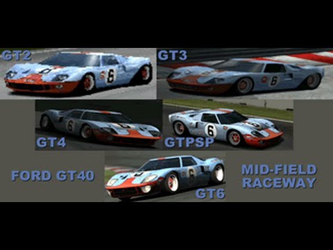 Gran Turismo 2, GT3, GT4, GTPSP, GT6 Ford GT40 @ Mid-Field Raceway  (PS1/PS2/PSP/PS3) 