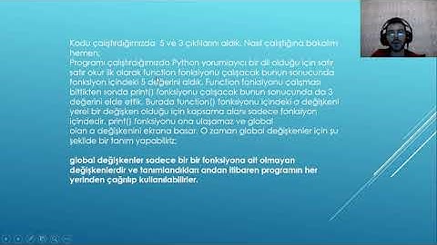 16. Ders: Python Global ve Yerel Değişkenler