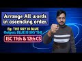 Arrange words in ascending order in java for ISC 11th & 12th Computer Science by YP Computer Classes