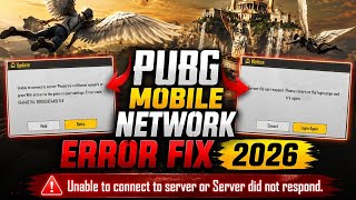PUBG Mobile Network Error Fix 2026 | Unable to Connect to Server or Server Did Not Respond | BGMI.