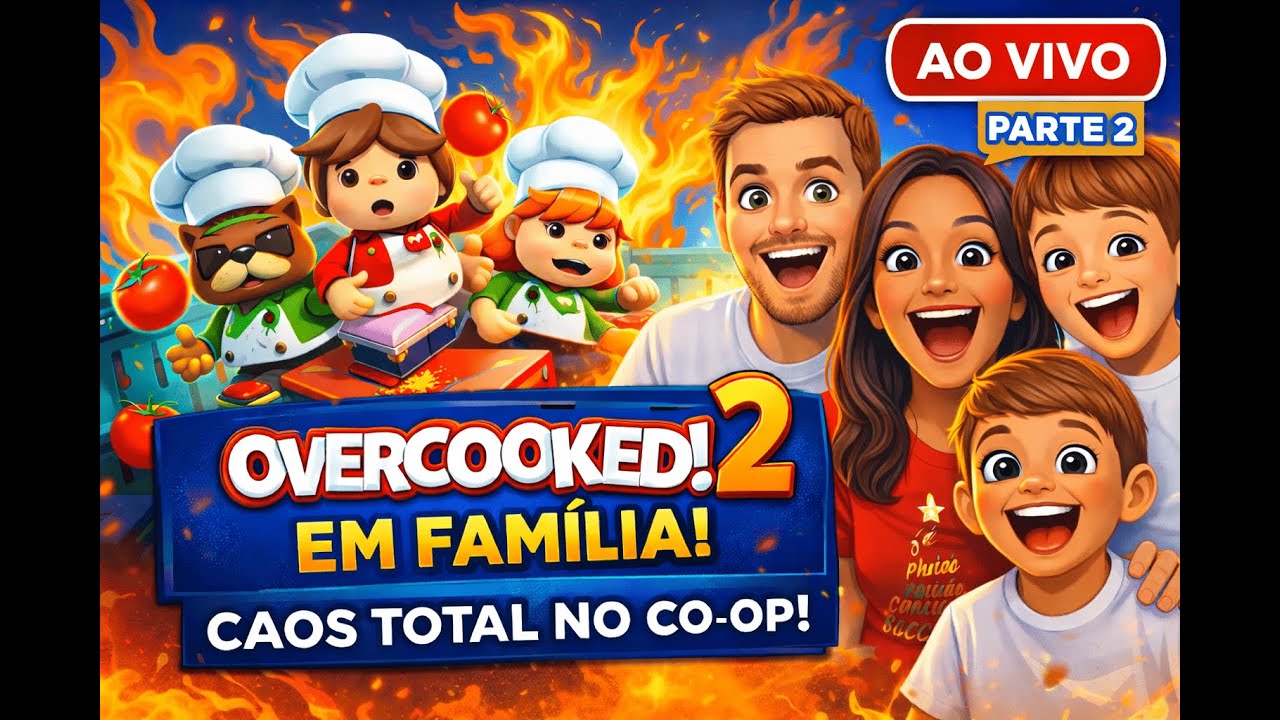Overcooked 2 em família AO VIVO -  Caos Total no Co-op | 4 pessoas no ps5|Parte 2