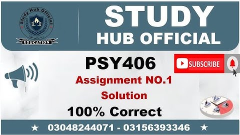 PSY406 Assignment 1 Solution Fall 2022 PSY406 Assignment 1 solution 2022 PSY406 assig 1 fall 2022