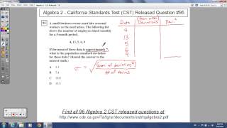 Algebra 2 - CST Released Question #95 (Standard Deviation)