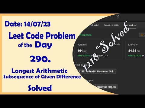 1218 || Longest Arithmetic Subsequence of Given Difference || C++ || Leetcode Daily Challenge