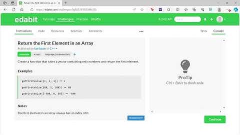 C++ Tutorial for Beginners - Edabit - Return the First Element in an Array