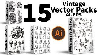 Vintage Vectors Mega Bundle Download In AI EPS Files |English| |Photoshop Tutorial|