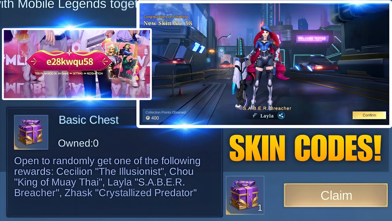 CLAIM FREE SKIN REDEEM CODES EVERY 5 MINUTES IN MLBB MALAYSIA USING VPN