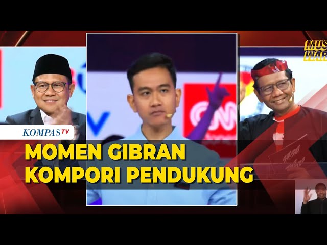 Tertangkap Kamera! Gibran Kompori Pendukung, Cak Imin Tepuk Tangan, Mahfud Lambaikan Tangan class=