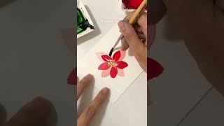 CALENDARIO de ADVIENTO con Acuarelas (día 18) - Flor de Pascua o Poinssetia