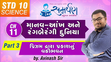 Std 10|Science|Chapter 11|માનવ-આંખ અને રંગબેરંગી દુનિયા|Part 3|પ્રિઝમ દ્વારા પ્રકાશનું વક્રીભવન