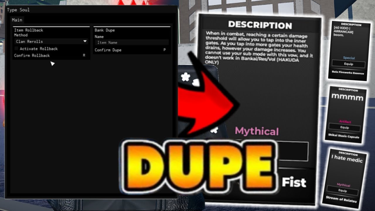 TYPE SOUL Script HACK & SCRIPT | BANK DUPE SCRPT AUTOFARM INSTA KILL AUTO PARRY INF REROLLS & MORE