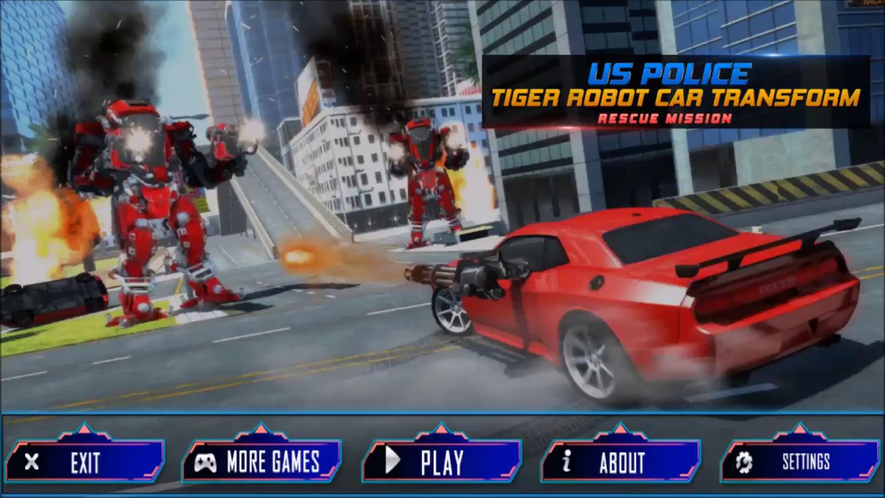 US Police Transform Robot Car Cop Wild Tiger Game
