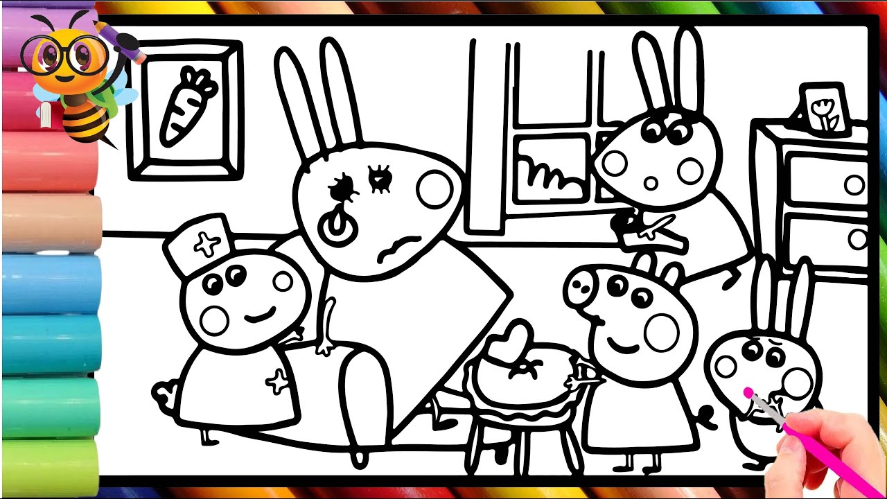 Drawing and Coloring Ms Rabbit day of . Drawing and Coloring Peppa Pig ...