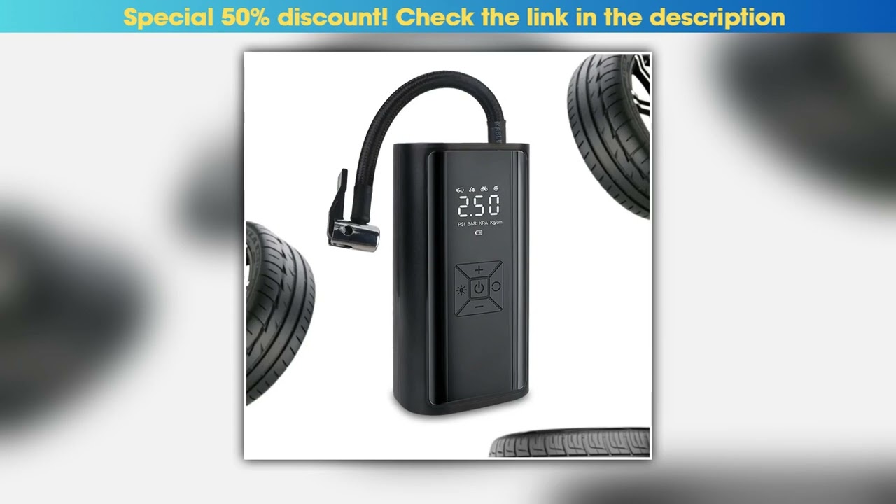 With LED Light Digital LCD Display Portable Tire Pressure Gauge Tire Inflator Air Compressor