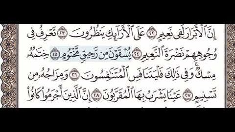 سورة المطففين ٢٤-٢٨ للأطفال معلم مع تكرار كل اية اربع مرات