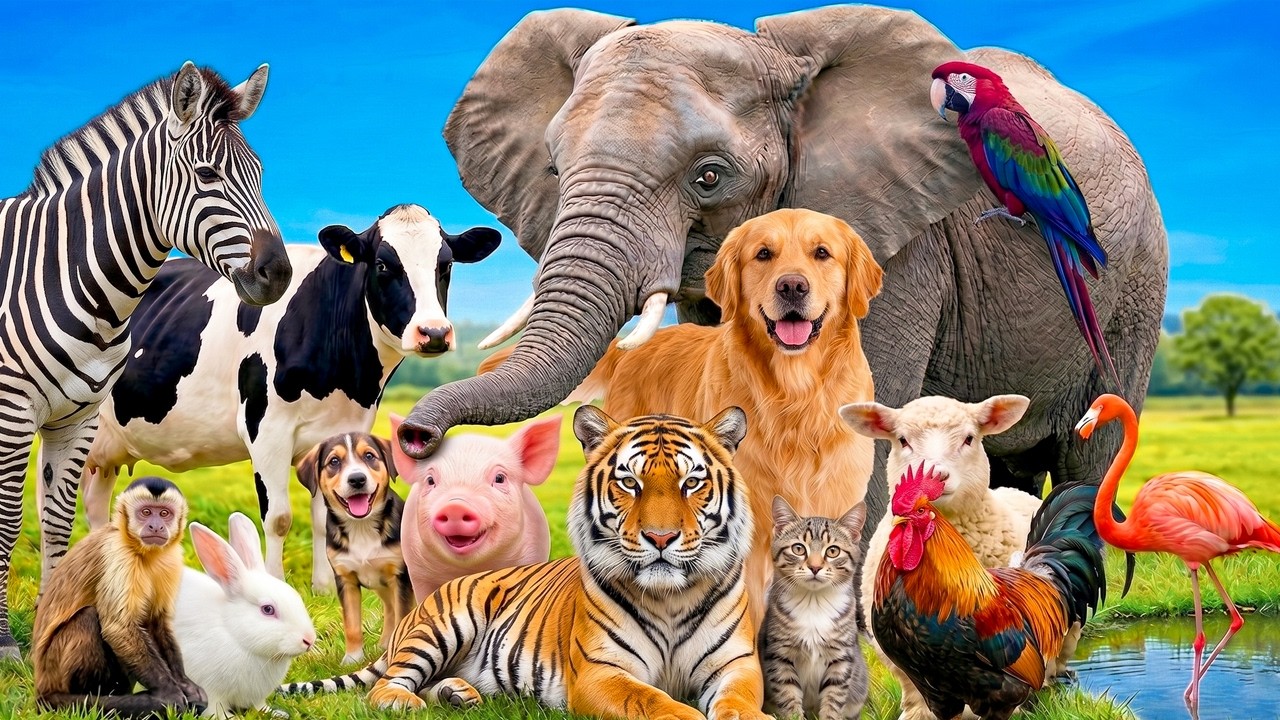 Cute Animal Sounds | Listen & Learn Animal Sounds | Dog, Cat, Cow, Goat ...