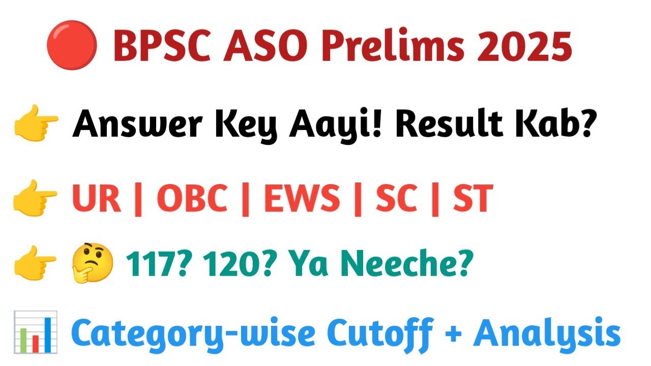 BPSC ASO Prelims 2025 Expected Cutoff | Answer Key Analysis & Category-wise Prediction