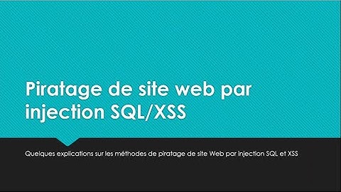 Exposé Sécurité / Injection SQL