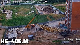 Демонтаж башенного крана КБ-405.1A. Вывоз с объекта на подкатной тележке.