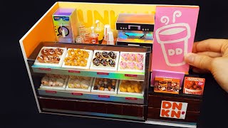 DIY Miniature Realistic shop - DUNKIN' shop ! Doughnut showcase~