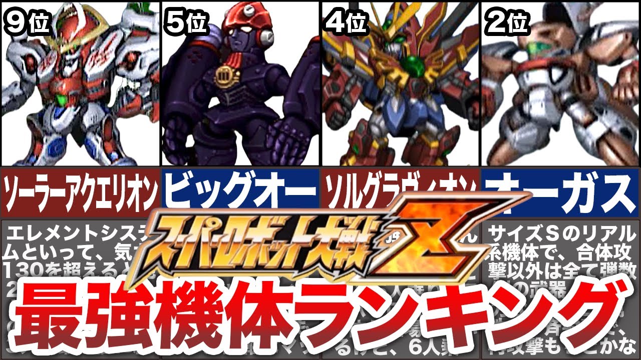 【TOP10】スーパーロボット大戦Z最強機体ランキング
