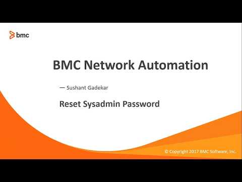 BNA: How to reset sysadmin Password