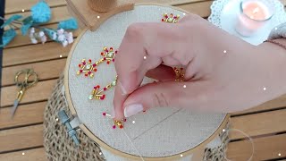 Beads embroidery basic stitches for beginners |تنبات الملاقية? تنبات جنب السفيفة او الراندة للجلابة