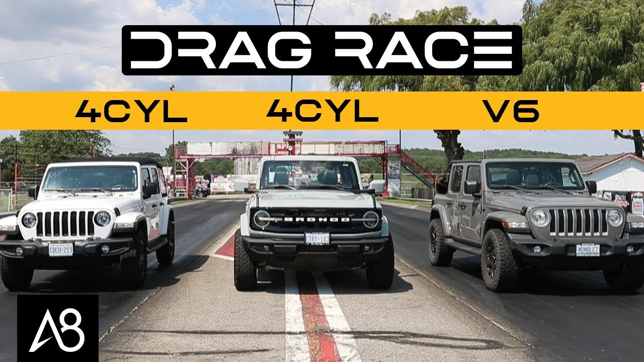 2021 Ford Bronco vs Jeep Wrangler V6 +  Turbo | DRAG + ROLL RACE  (REMATCH) - YouTube