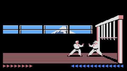 Atari 8-bit Karateka (Brøderbund Software) - spiked gate trick