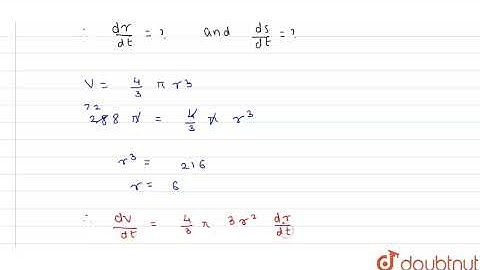 The volume of the spherical ball is increasing at the rate of 4`pi` cc/ | Class 12 Maths| Doubtnut