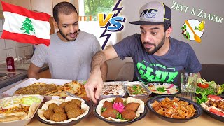 تحدي اكل سفرة لبنانية من مطعم زيت وزعتر - جربنا الاكل اللبناني لاول مرة ! Lebanese Food Challenge