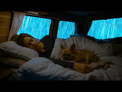 Relaxing Rain Sounds Around a Cozy Car | Soft Thunder Through the Forest for Deep Sleep
