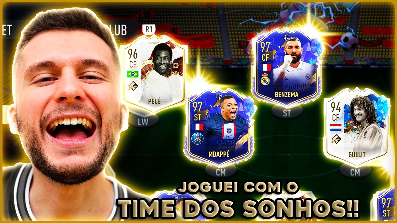 JOGUEI COM O TIME DOS SONHOS NO FIFA 23!! PELÉ, GULLIT, MBAPPÉ TOTS!! ULTIMATE TEAM