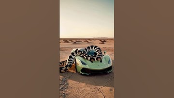 Python crushing sportscar 😱 #automobile #python #snake #nature #desert #ytshorts #ytviral #shorts