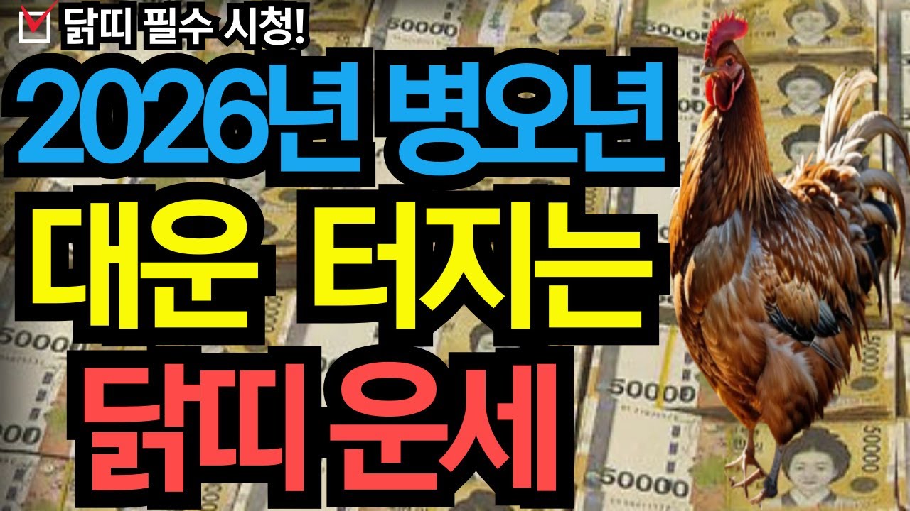 2026년 병오년 대운 터지는 닭띠운세 | 띠별운세 | 대운 | 운세 | 풍수 | 띠별운세 | 로또 #닭띠운세 - YouTube