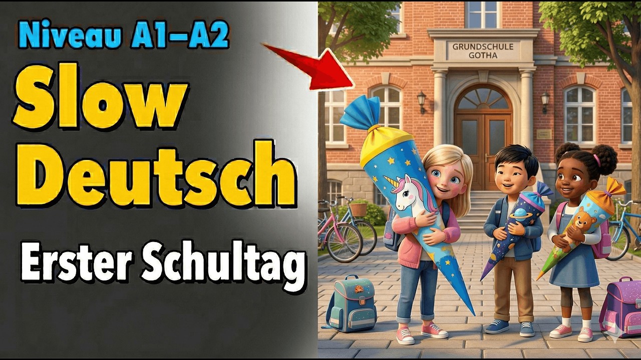 Erster Schultag | Langsames Deutsch-Hörverstehen für Anfänger (Niveau A1–A2)