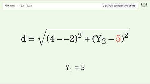 Find the distance between two points p1 (-2,5) and p2 (4,3): Step-by-Step Video Solution