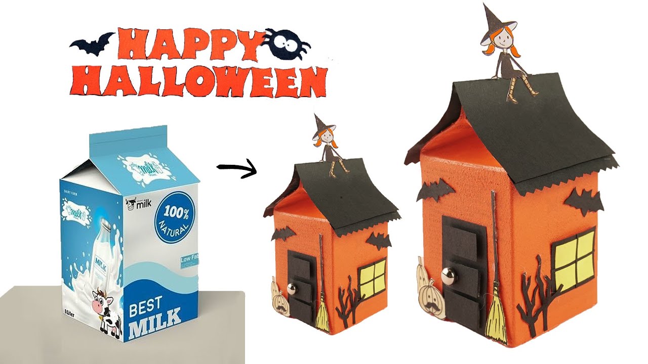 DIY Easy Haunted House with Milk Carton Happy Halloween 2022 YouTube