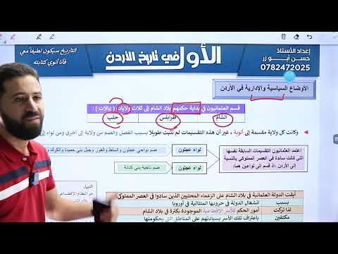 شرح مكثف تاريخ الأردن الفصل الأول الوحدة الثالثة الجزء الأول لجيل 2008