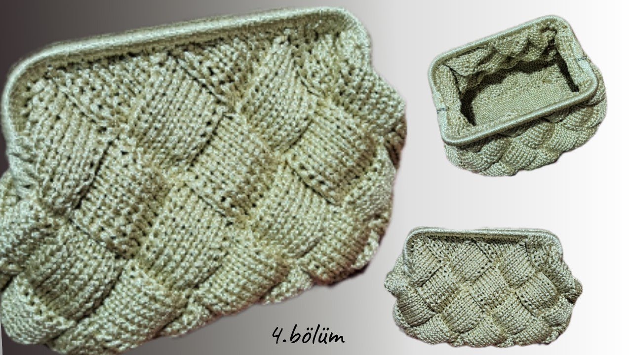 Entrelac örgü modeli,gizli burslu çanta, dikişsiz örgü,dilimli model