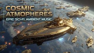 Futuristic Golden Starship Fleet | Epic Galactic Atmosphere &amp; Cinematic Space Journey