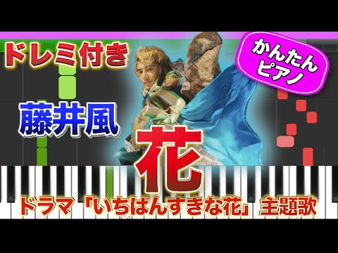 花 ／ 藤井風【ドレミ楽譜歌詞付き】初心者向けゆっくり簡単ピアノ 弾いてみた ドラマ『いちばんすきな花』主題歌  Easy Piano Tutorial 初級 Fujii Kaze Hana