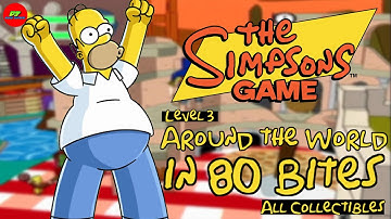 The Simpsons Game PS2: Level 3 - Around the World in 80 Bites (All Collectibles)