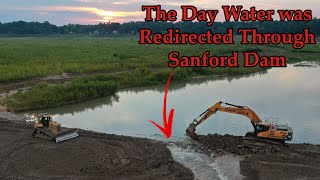How was the Tittabawassee River redirected through Sanford Dam? - Closing the Dike