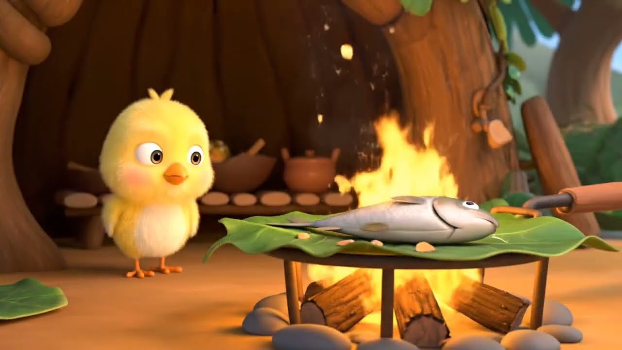 Cute Chick Catches Fish & Cooks Alone 🐥 Emotional Story