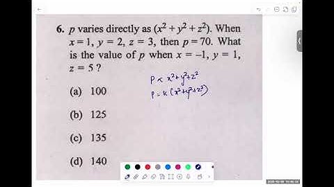 P varies directly as (x^2+y^2+z^2).When x=1,y=2,z=3 ,then p=70 | CDS 2 2024