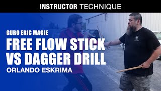 FREE FLOW STICK VS DAGGER DRILL in FILIPINO MARTIAL ARTS | ORLANDO ESKRIMA | ESPADA Y DAGA DRILLS