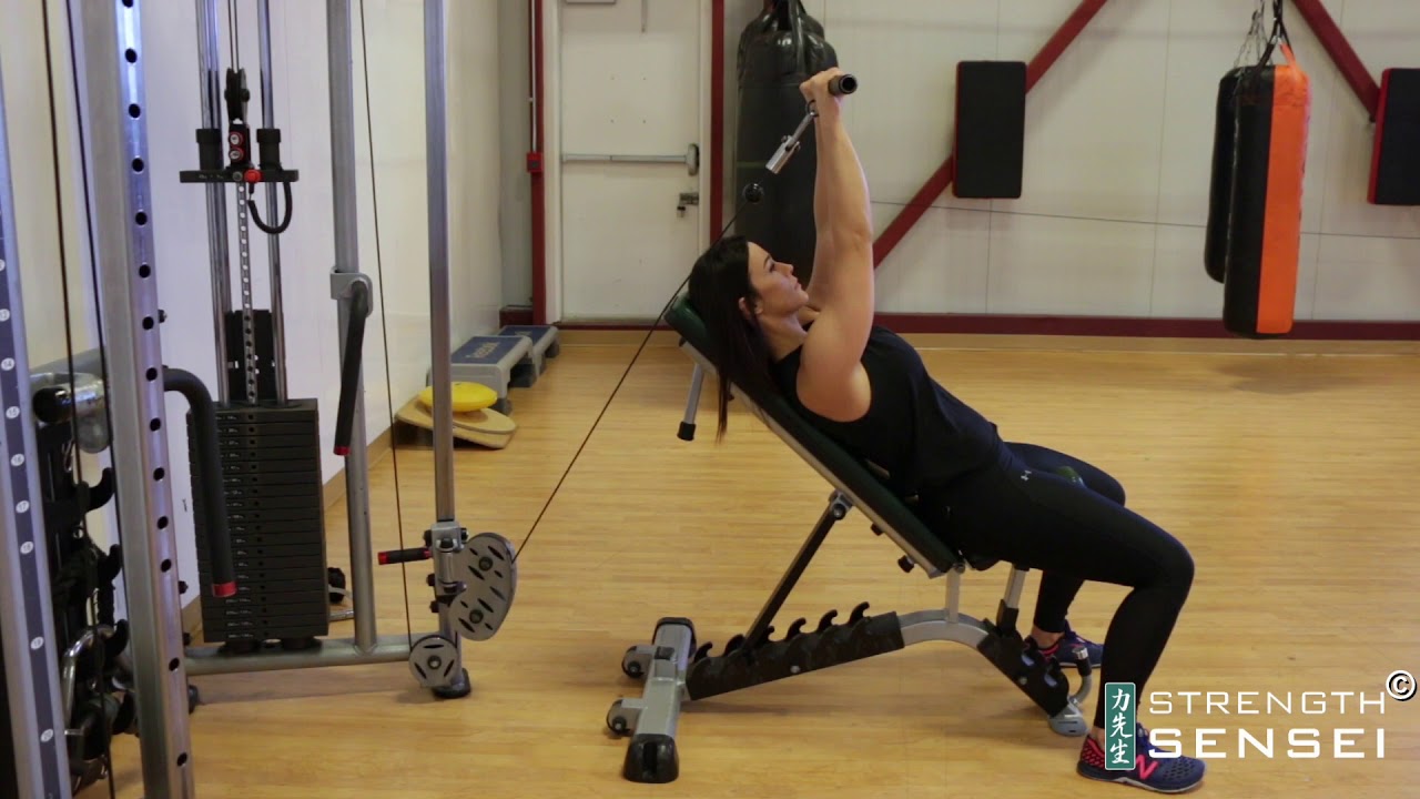 Triceps Extensions Incline 45˚ Low Pulley Std Straight Handle Close Pronated Grip YouTube