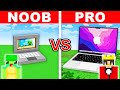 Noob vs pro working laptop house build challenge in minecraft