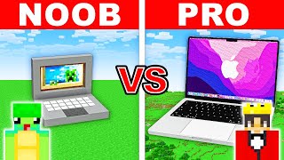 NOOB vs PRO: WORKING LAPTOP House Build Challenge in Minecraft